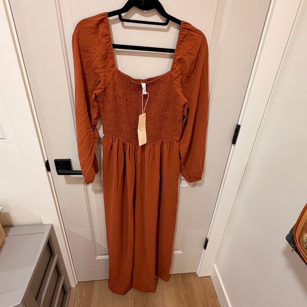 New Rust Long Sleeve Jumpsuit